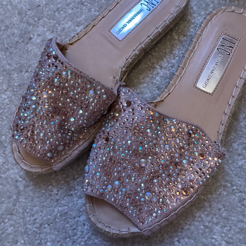 Zara Sparkling Embellished Mules - Pink